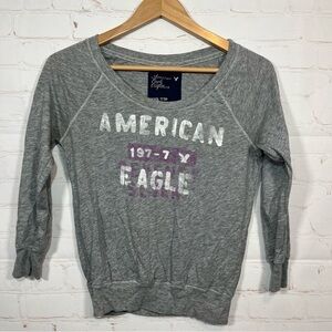 American Eagle Shirt Womens XXS Gray Lightweight Long Sleeve Pullover